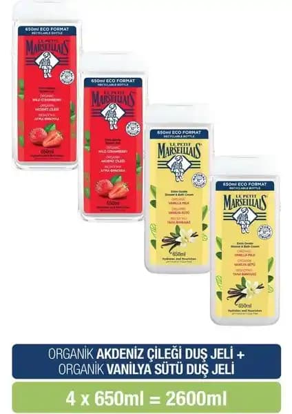 Le Petit Marseillais Akdeniz Çileği ve Vanilya Sütü Duş Jeli Serisi Doğal ve Ferahlatıcı Temizlik Deneyimi