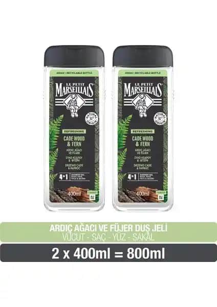 Le Petit Marseillais Erkekler İçin Doğal İçerikli Duş Jeli Serisi 400 ml Paketler