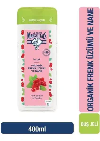 Le Petit Marseillais Organik Frenk Üzümü ve Nane Duş Jeli Doğal ve Sürdürülebilir Cilt Temizliği İçin