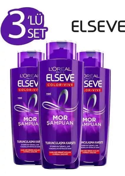 Loreal Elseve 3'lü Mor Şampuan Boyalı Saçlar İçin Renk Koruma ve Bakım