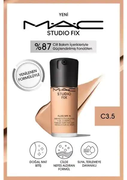 MAC Studio Fix Fluid SPF 15 Mat Fondöten Cilt Eşitleyici ve Uzun Süre Kalıcı