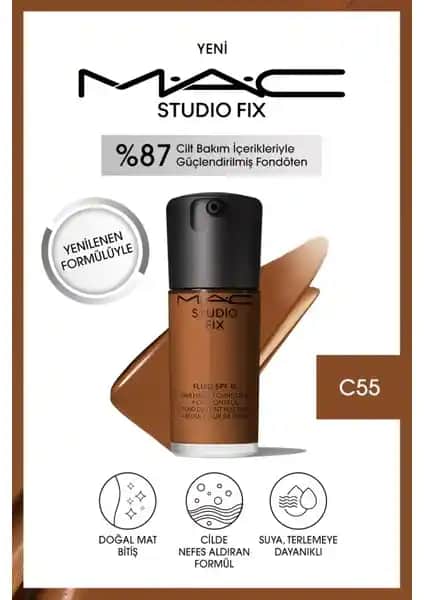 MAC Studio Fix Fluid SPF 15 Mat Fondöten Cilt Sağlığını Destekleyen Uzun Süre Kalıcı Formül