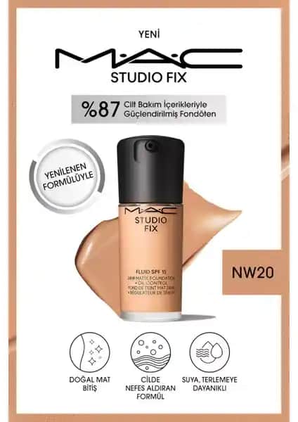 Mac Studio Fix Fluid SPF 15 Mat Fondöten: Günlük Kullanım İçin Uygun ve Doğal Görünüm Sağlar
