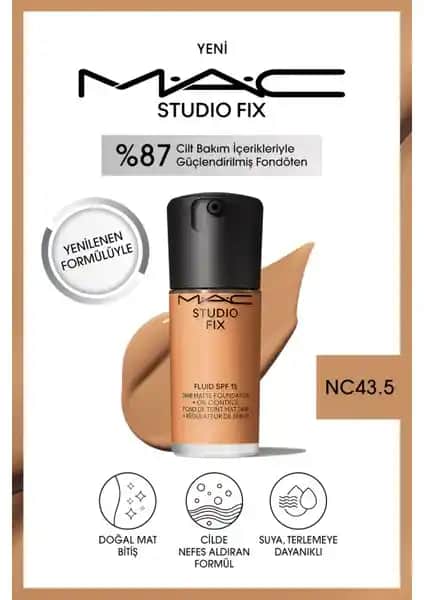 MAC Studio Fix Fluid SPF 15 Mat Fondöten: Kalıcı ve Doğal Görünüm Sağlayan Makyaj Ürünü