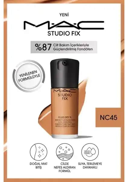 MAC Studio Fix Fluid SPF 15 Mat Fondöten NC45 ile doğal ve kalıcı makyaj çözümleri
