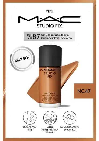 Mac Studio Fix Fluid SPF 15 Mini Mat Fondöten ile doğal ve mat görünüm sağlayın