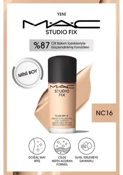 Mac Studio Fix Fluid SPF 15 Mini Mat Fondöten: Uzun Süre Kalıcı ve Doğal Görünüm Sağlayan Ürün