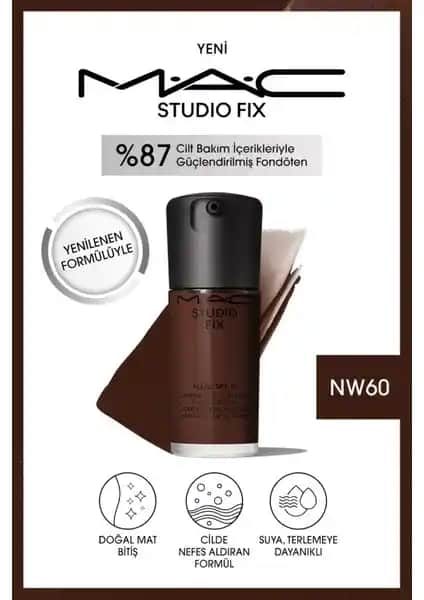 MAC Studio Fix Fluid SPF 15 NW60: Yüksek Performanslı Mat Fondöten ve Cilt Bakımı