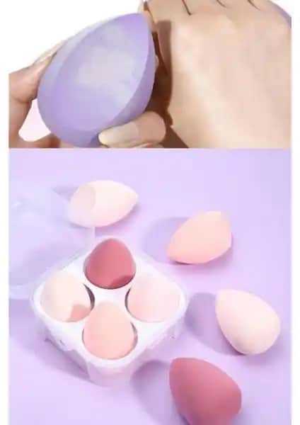 Makyajda Mükemmelliğin Anahtarı MUJGAN 4'lü Standlı Mor Makyaj Süngeri Seti