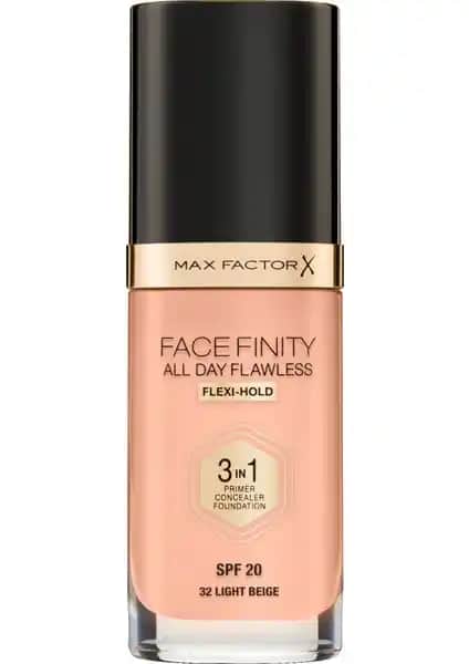 Max Factor Facefinity 3'ü 1 Arada Flawless Kalıcı Fondöten SPF 20 Doğal ve Uzun Süreli Makyaj İçin