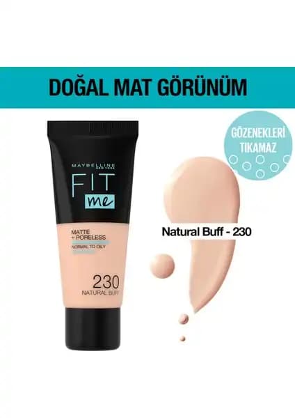 Maybelline Fit Me Matte+Poreless Fondöten 230 Natural Buff – Günlük Kullanım İçin Uygun