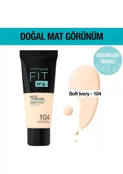Maybelline Fit Me Matte+Poreless Fondöten Doğal Mat Görünüm ve Gözenek Gizleme Özelliği