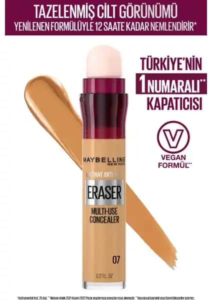 Maybelline Instant Anti Age Eraser Kapatıcı 07 Sand yüksek kapatıcılık ve doğal görünüm sağlayan ürün