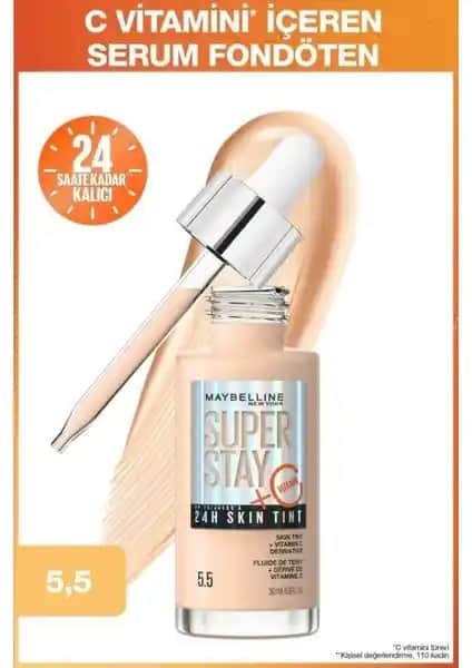 Maybelline New York Super Stay Skin Tint Fondöten 05.5 Doğal ve Kalıcı Günlük Kullanım İçin