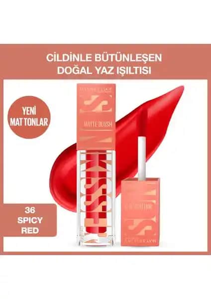 Maybelline Sunkisser Hazy Matte Likit Allık 36 Spicy Red ile Doğal ve Kalıcı Yaz Görünümü