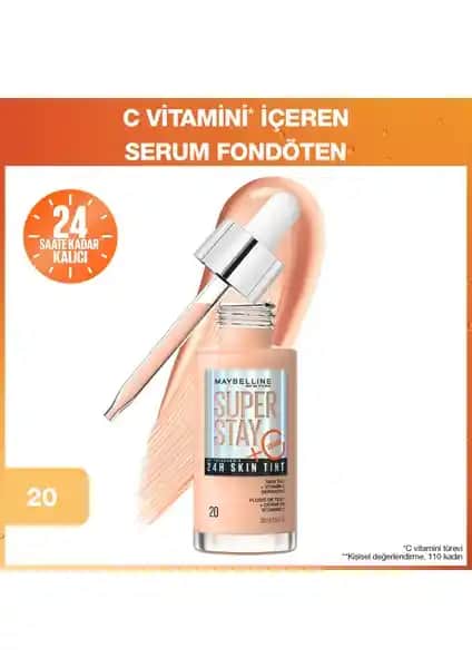 Maybelline Super Stay Skin Tint Fondöten 20 Açık Ten Tonu Günlük Kullanım İçin Kalıcı ve Doğal Görünüm