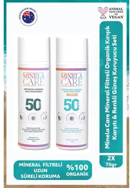 Minela Care Organik Mineral Filtreli Güneş Koruyucu Seti Kırışık Karşıtı ve Renkli Ürünler