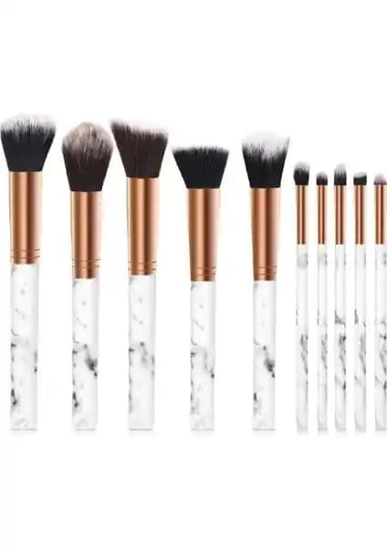 MÜJGAN 10'lu Mermer Desenli Makyaj Fırça Seti Şık Tasarımı ve Yüksek Kalitesiyle