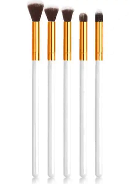 MUJGAN 5'li Profesyonel Far Fırça Seti Beyaz Göz Makyajı Araçları Profesyonel Kullanım