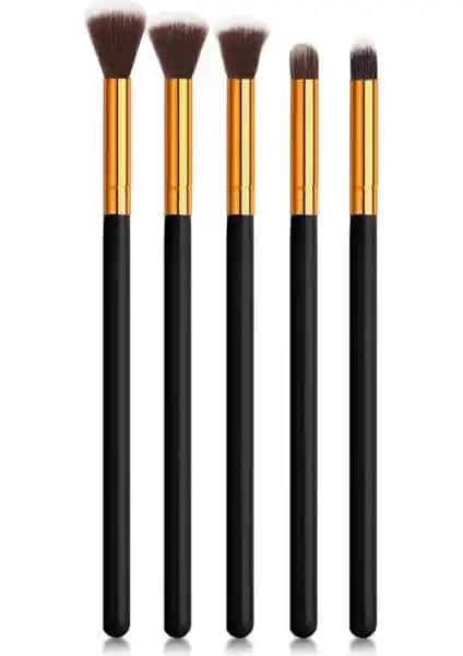 MUJGAN 5'li Profesyonel Stick Far Fırça Seti Siyah Geniş ve Çok Fonksiyonlu Makyaj Fırça Seti