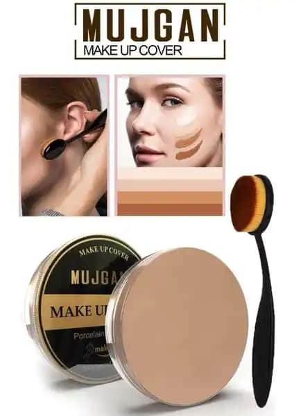 MUJGAN Make Up Cover Porselen Kapatıcı ve Klasik Kaşık Fırça ile Kusursuz Makyaj Deneyimi