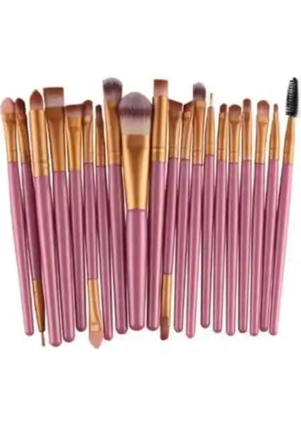 MUJGAN Profesyonel Yu<muş>ak Makyaj Fırça Seti 20'li, Pembe Renkli ve Çok Yönlü Kullanım İmkanı