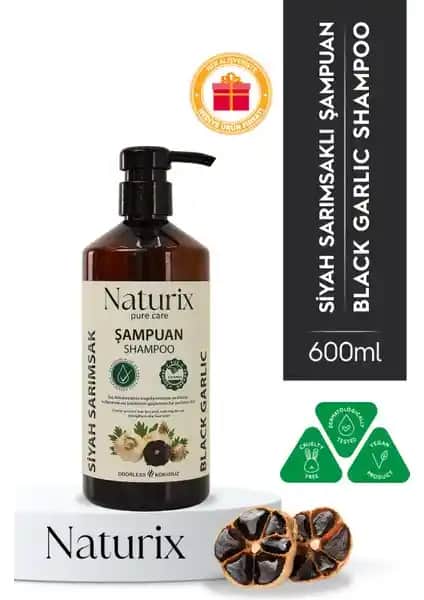 Naturix 600 ml Siyah Sarımsaklı Saç Şampuanı Doğal ve Canlandırıcı Saç Bakım Ürünü