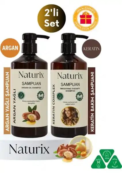 Naturix İki Parçalı Saç Bakım Seti Doğal ve Güçlendirici Formüllerle Saç Sağlığını Destekler