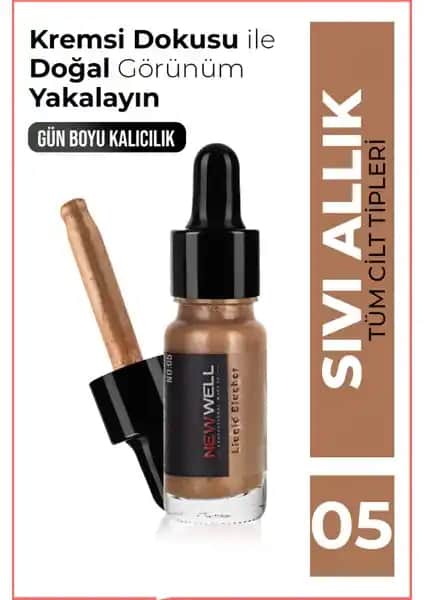 New Well Sıvı Allık No05 doğal ve parlak görünüm sağlayan yüksek pigmentli makyaj ürünü