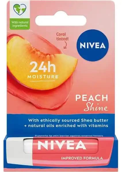 Nivea Dudak Bakım Kremi ve Parlatıcısı Şeftali ile Doğal ve Uzun Süreli Nemlendirme