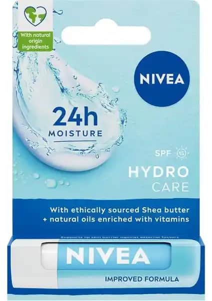 Nivea Hydro Care Dudak Bakım Kremi 24 Saat Nem ve Güneş Koruyucu SPF 15 ile Güçlü Dudaklar