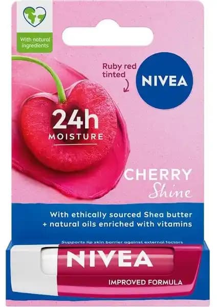 Nivea Kirazlı Dudak Bakım Kremi ve Parlatıcısı 24 Saat Nem ve Doğal Parlaklık Sağlar