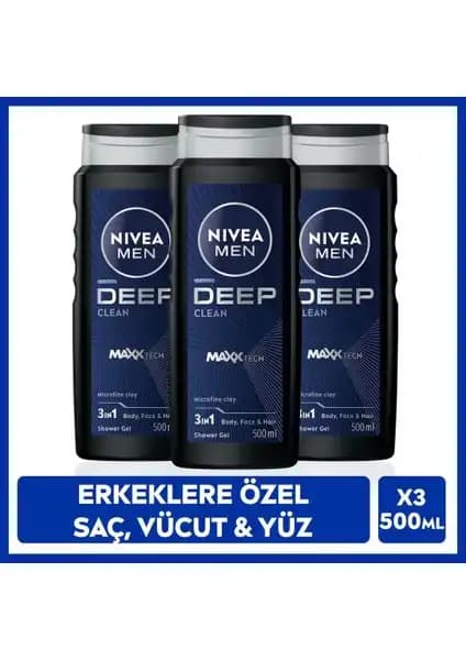 Nivea Men Deep Dimension Duş Jeli Erkekler İçin Derin Temizlik ve Kalıcı Koku Sağlar