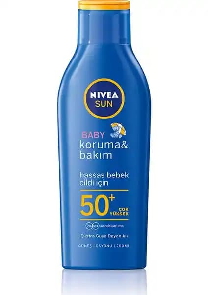 Nivea Sun Bebek Bakım Yapan Güneş Losyonu 50+ yüksek koruma ve dermatolojik onaylı ürün