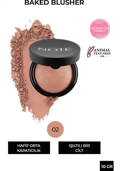 Note Cosmetics Baked Blusher 02 Vintage Pink Işıltılı ve Doğal Görünüm Sağlayan Allık