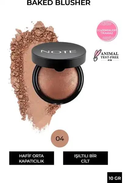 Note Cosmetics Baked Blusher 04 Deeply Bronze Işıltılı ve Doğal Bir Cilt Görünümü Sağlar