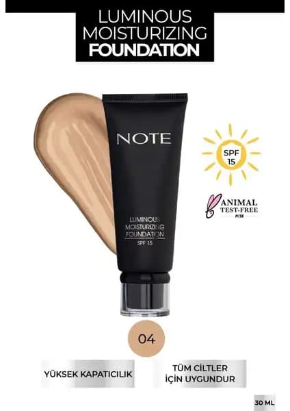 Note Cosmetics Luminous Moisturizing Fondöten 04 Sand: Kuru ve Hassas Ciltler İçin Doğal Kapatıcı