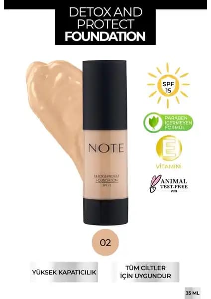 Note Detox & Protect Fondöten: Doğal Güzelliği Koruyan ve Hafif Kapatıcılık Sağlayan Ürün