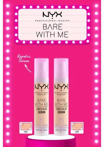 NYX Professional Makeup 2'li Bare With Me Concealer Serum - 02 Light Günlük ve Profesyonel Kullanım İçin