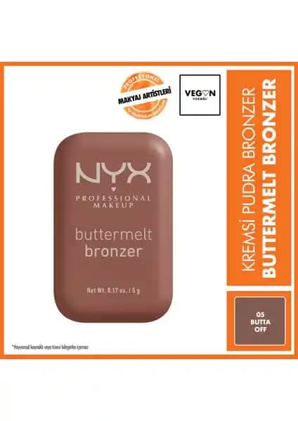 NYX Profesyonel Buttermelt Bronzer 05 Butta Off - Doğal ve Kalıcı Bronzluk Sağlayan Krem Makyaj Ürünü