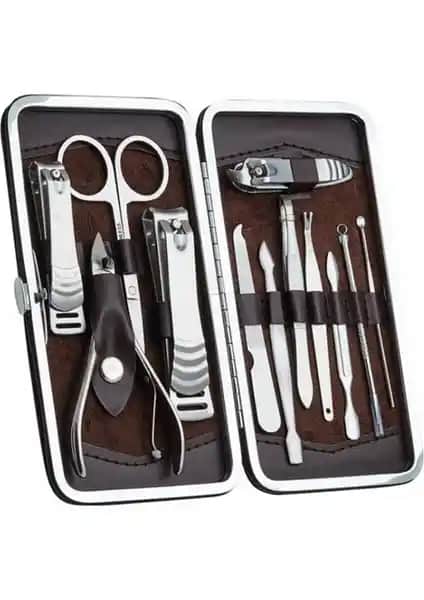 Özdemir Group 10'lu Manikür Seti: Paslanmaz Çelik ve Deri Çanta ile Kişisel Bakım