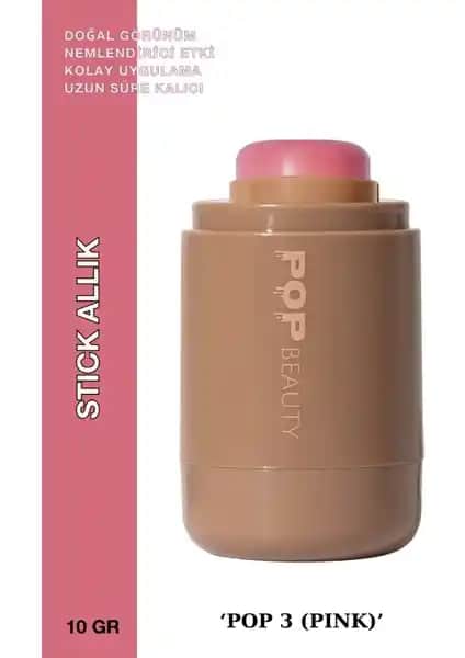 Pop Beauty Doğal Görünüm ve Nemlendirici Etkili Stick Allık – Pratik Günlük Kullanım