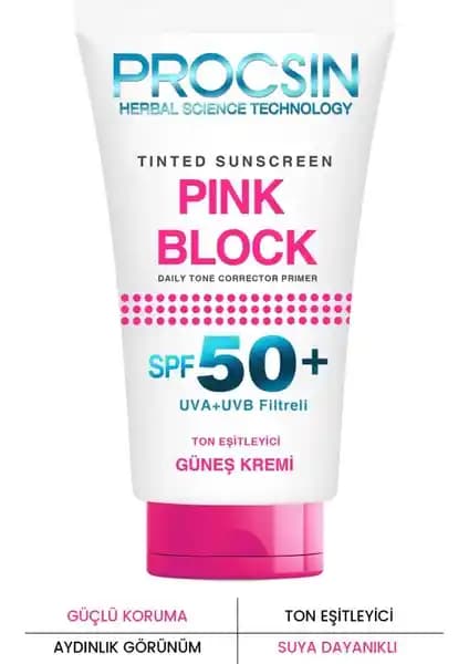 Procsin Pink Block SPF50+ Güneş Koruyucu Kremi Cilt Koruma ve Ton Eşitleme Özellikleri