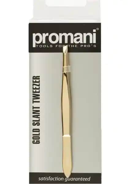 Promani Altın Eğik Uçlu Cımbız: Hassas Tüy Alma ve Şık Tasarım Özellikleri
