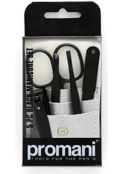 Promani Siyah 5'li Manikür Seti: Şık Tasarım ve Dayanıklı Kullanım Özellikleri