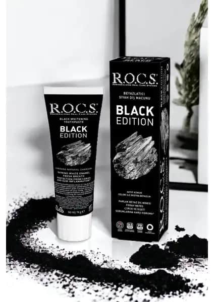 R.O.C.S. Black Edition Kömürle Diş Macunu ile doğal ve etkili diş temizliği ve beyazlatma