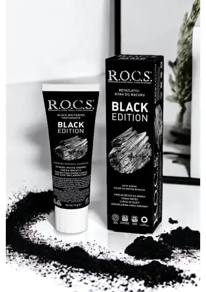 R.O.C.S. Black Edition Kömürle Diş Macunu ile doğal ve etkili diş temizliği ve beyazlatma