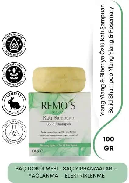 Remo's Natural Katı Şampuan Ylang Ylang ve Biberiye Özlü Doğal Saç Bakım Ürünü