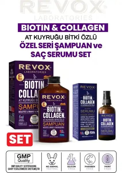 Revox Biotin ve Kolajen İçeren Bitki Özlü Saç Bakım Seti Saç Sağlığını Destekler