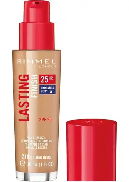 Rimmel London Lasting Finish Fondöten 210 Gold Beige Uzun Süre Dayanıklı ve Doğal Görünüm Sunar